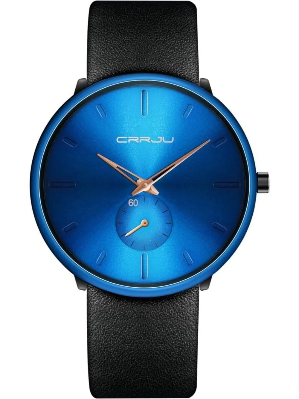 Unisex Gold Blue Ultra-Thin Minimalist Waterproof Fashion Leather Band Watch